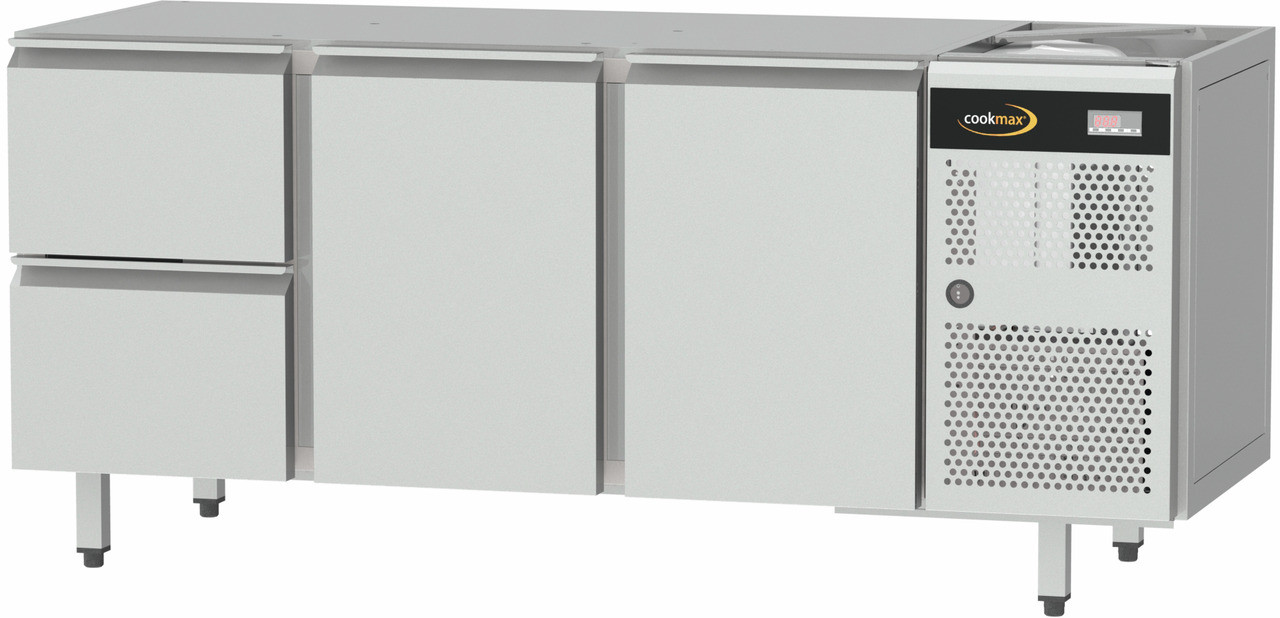 Tiefkühltisch Zentralkühlung, GN 1/1, 2 Türen und 2 Schubladen, ohne Tischplatte